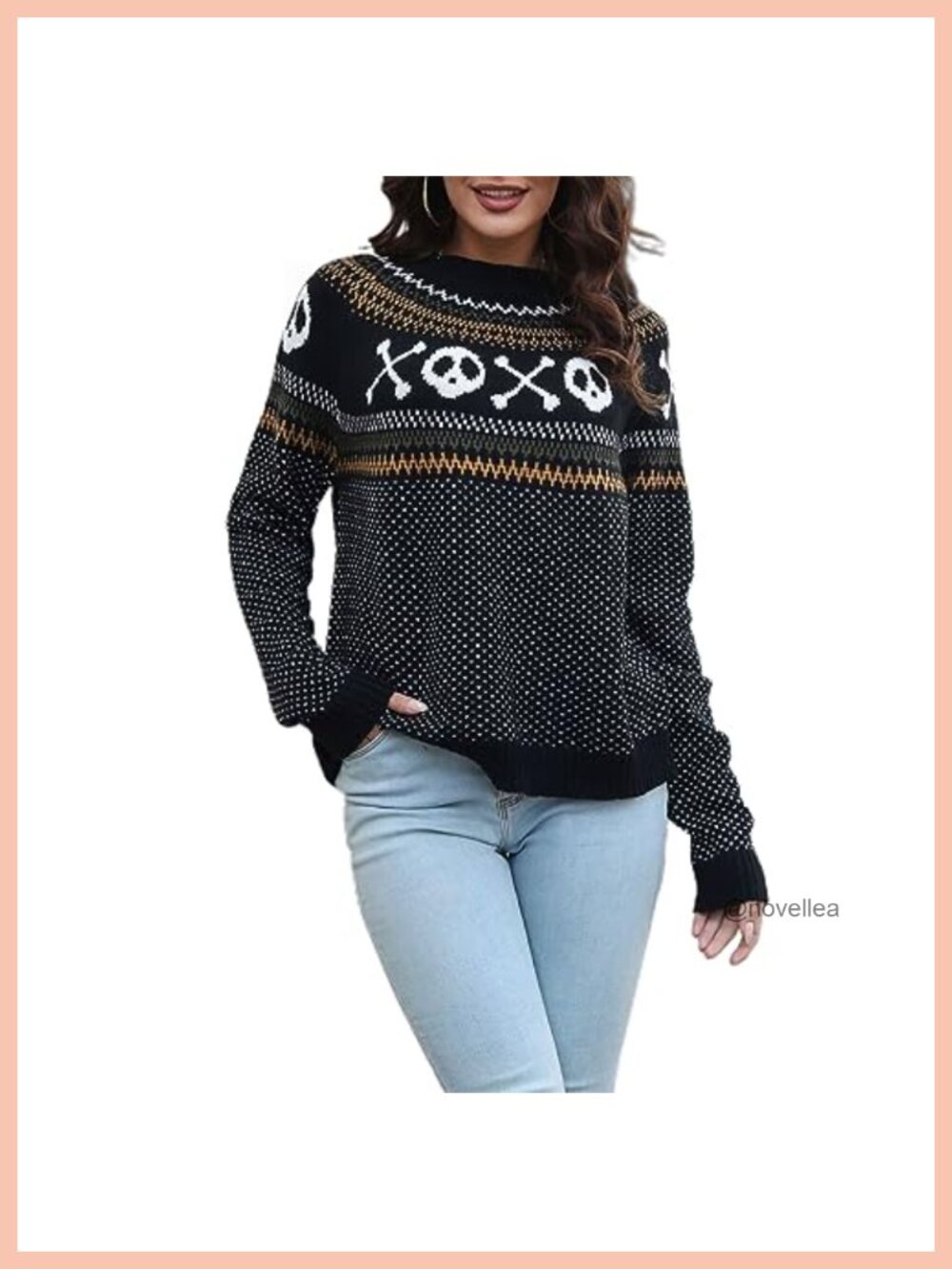Womens Casual Leopard Print Knitted Pullover Sweater Long Sleeve Crew Neck